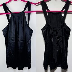 Elie Tahari 100% Silk Black Sleeveless Tie Back Top Size Large NEW WITH TAGS